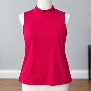 Women’s L Red Barbiecore Mock Neck Sleeveless Stretch Tank Top Casly Lamiit